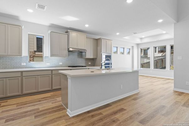 Interior, Kitchen, Recessed Lighting, Wood Texture Flooring