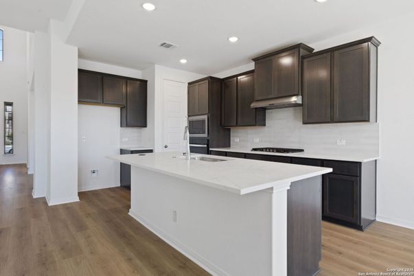 Interior, Kitchen, Recessed Lighting, Wood Texture Flooring