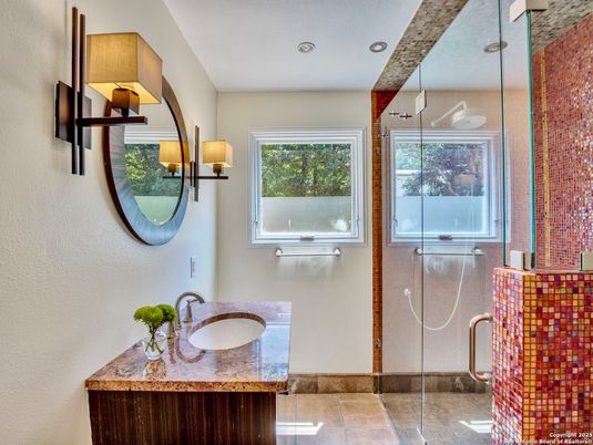 Bathroom, Glass Shower, Interior, Recessed Lighting