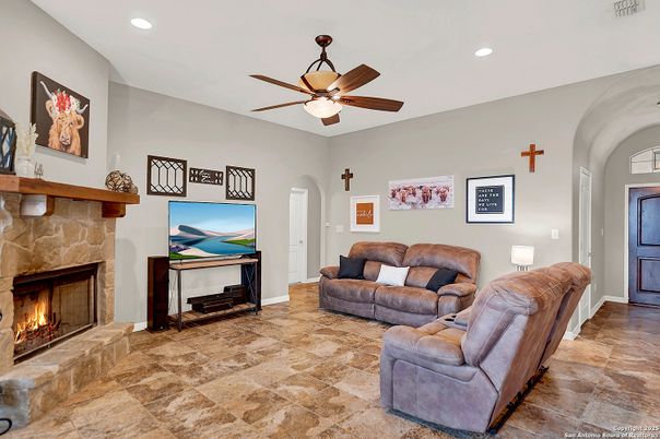 Fireplace, Interior, Living room, Recessed Lighting