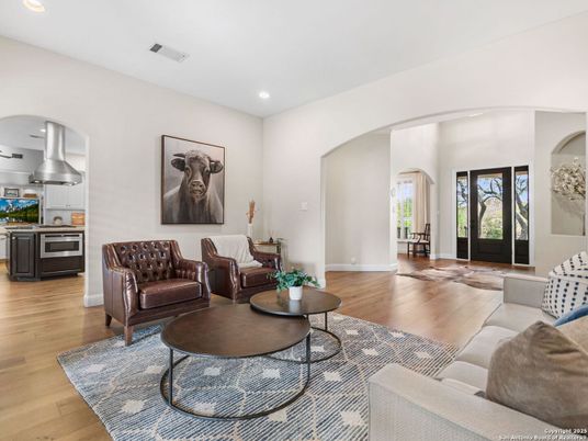 Interior, Kitchen, Living room, Recessed Lighting, Stainless Steel Appliances, Wood Texture Flooring