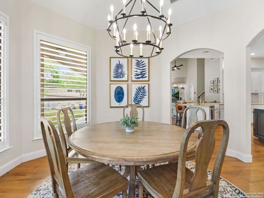 Chandelier, Dining room, Interior, Pendant Lights, Wood Texture Flooring