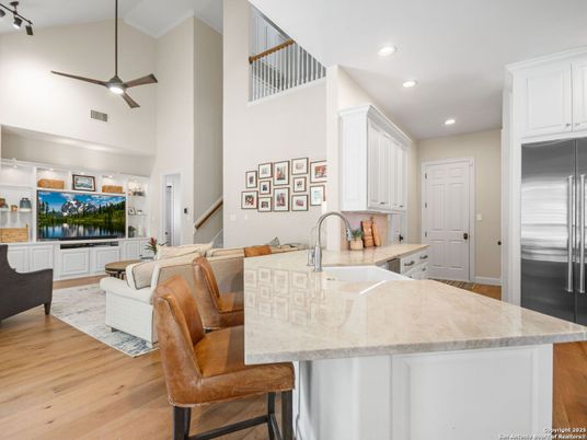 Interior, Kitchen, Living room, Recessed Lighting, Stainless Steel Appliances, Wood Texture Flooring
