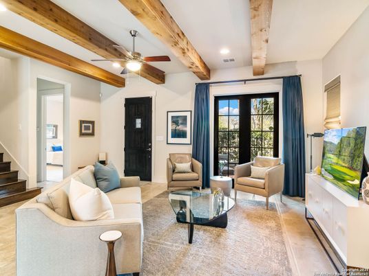 Interior, Living room, Recessed Lighting, Wooden Beams