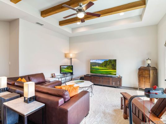 Interior, Living room, Recessed Lighting, Wooden Beams