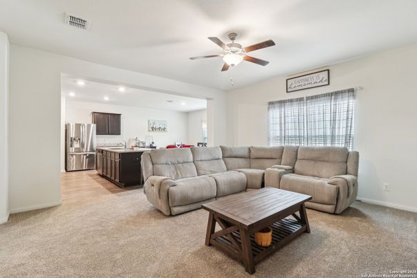 Interior, Kitchen, Living room, Recessed Lighting, Stainless Steel Appliances, Wood Texture Flooring