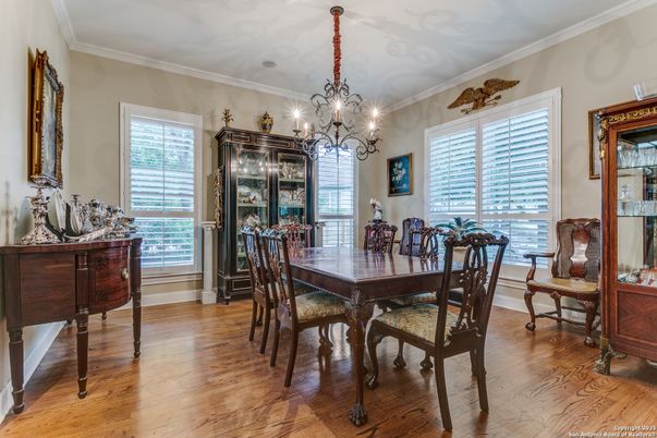 Chandelier, Dining room, Interior, Wood Texture Flooring