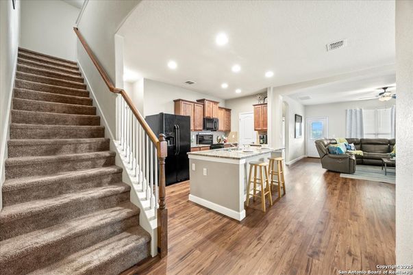 Interior, Kitchen, Recessed Lighting, Wood Texture Flooring