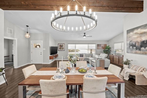 Chandelier, Dining room, Interior, Living room, Pendant Lights, Wood Texture Flooring