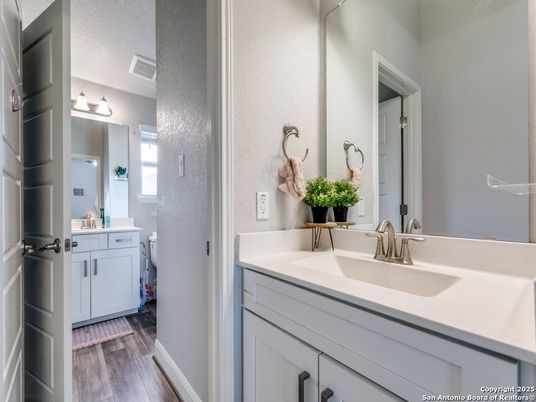 Bathroom, Dual Sink Vanities, Interior, Wood Texture Flooring
