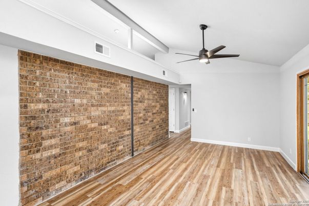 Empty room, Interior, Stone Walls, Wood Texture Flooring