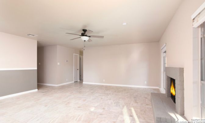 Empty room, Fireplace, Interior, Recessed Lighting