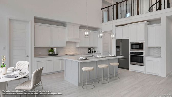 Interior, Kitchen, Pendant Lights, Stainless Steel Appliances, Wood Texture Flooring
