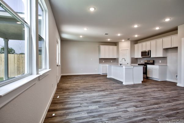 Interior, Kitchen, Recessed Lighting, Wood Texture Flooring