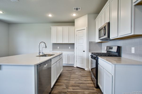 Interior, Kitchen, Recessed Lighting, Wood Texture Flooring