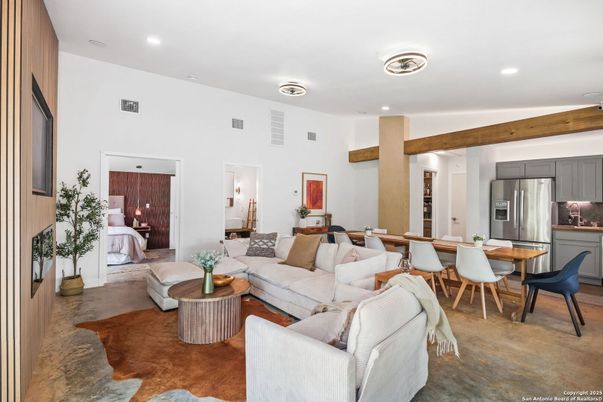 Dining room, Interior, Kitchen, Living room, Recessed Lighting, Stainless Steel Appliances