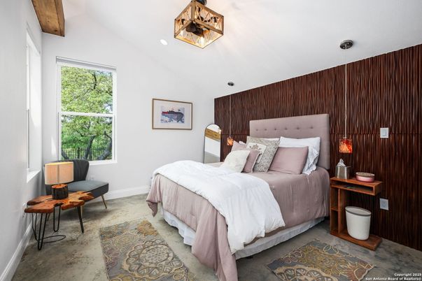 Bedroom, Interior, Recessed Lighting, Wooden Beams