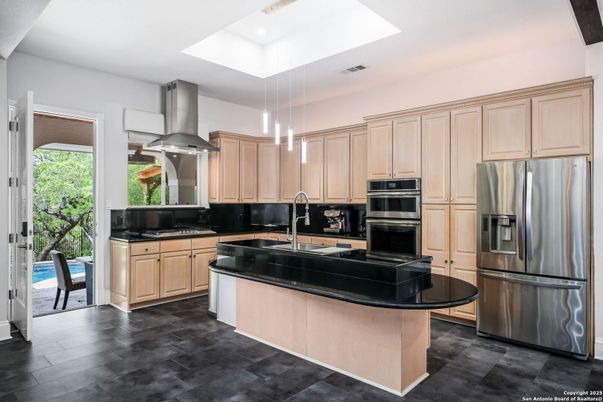 Interior, Kitchen, Pendant Lights, Stainless Steel Appliances, Wood Texture Flooring