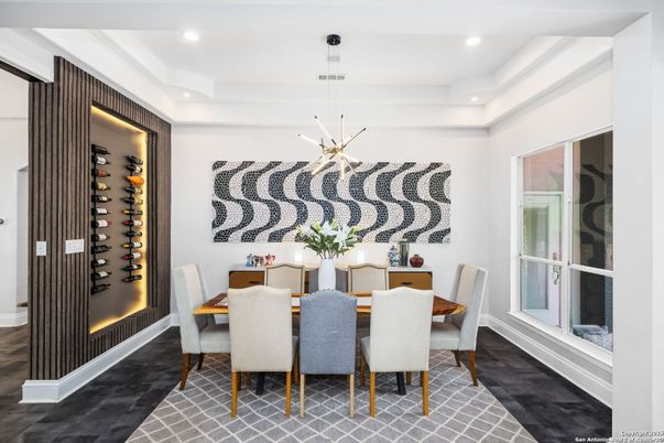 Dining room, Interior, Pendant Lights, Recessed Lighting, Wine Storage