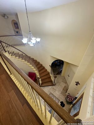 Chandelier, Fireplace, Interior