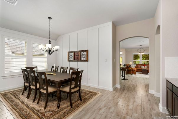 Chandelier, Dining room, Interior, Pendant Lights, Wood Texture Flooring