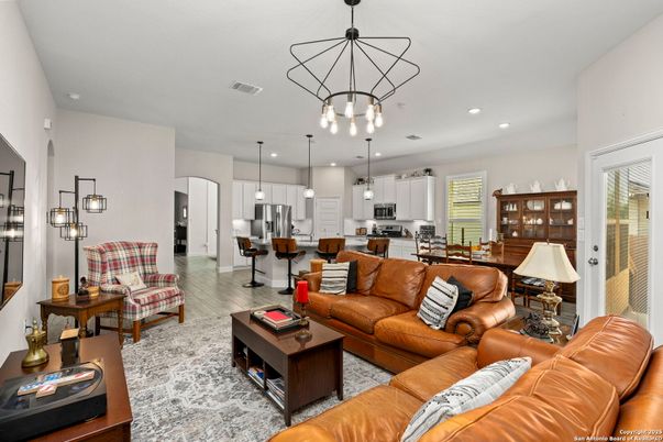 Dining room, Interior, Kitchen, Living room, Pendant Lights, Recessed Lighting, Stainless Steel Appliances