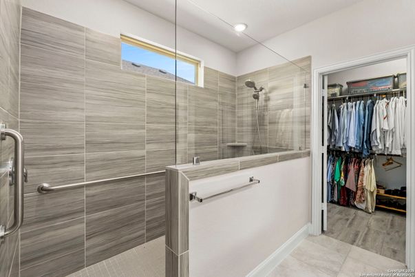 Bathroom, Glass Shower, Interior, Recessed Lighting, Walk-in Closets