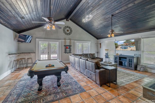Billiard Table, Game Room, Interior, Pendant Lights, Wooden Beams, Wooden Ceilings