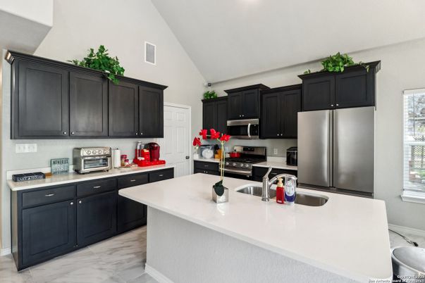 Interior, Kitchen, Marble, Recessed Lighting, Stainless Steel Appliances
