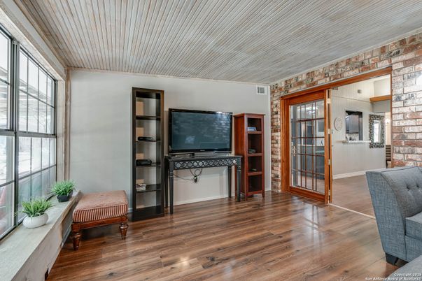 Interior, Stone Walls, Wood Texture Flooring