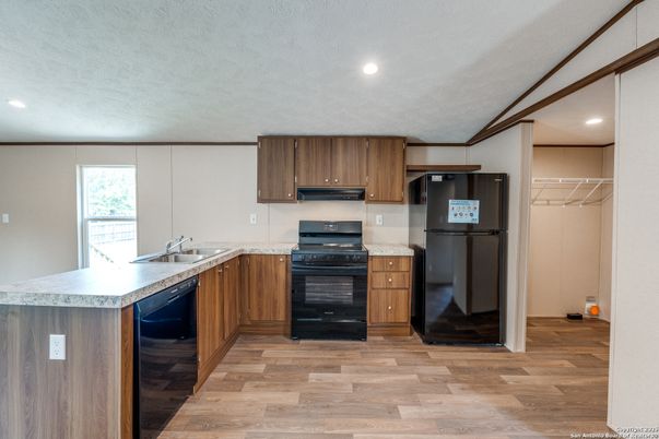 Interior, Kitchen, Recessed Lighting, Wood Texture Flooring