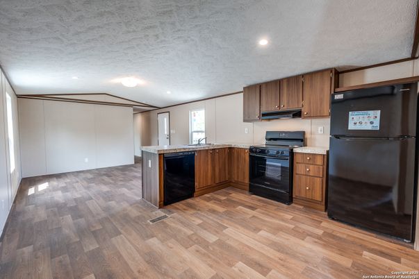 Interior, Kitchen, Recessed Lighting, Wood Texture Flooring