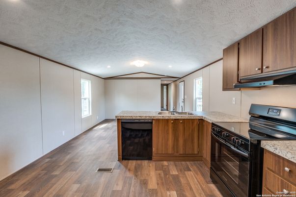 Interior, Kitchen, Recessed Lighting, Wood Texture Flooring