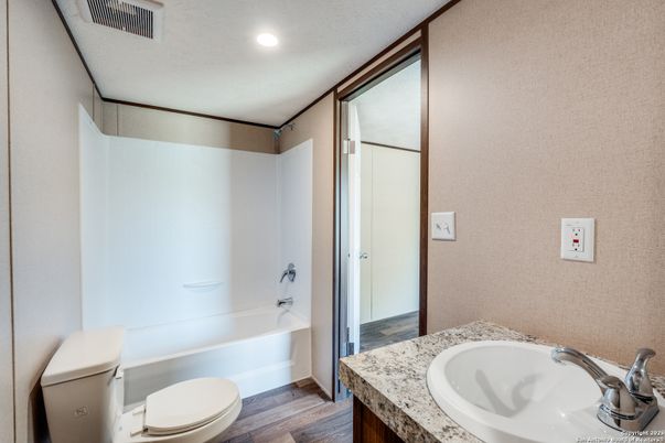 Bathroom, Interior, Recessed Lighting, Wood Texture Flooring