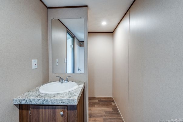 Bathroom, Interior, Recessed Lighting, Wood Texture Flooring