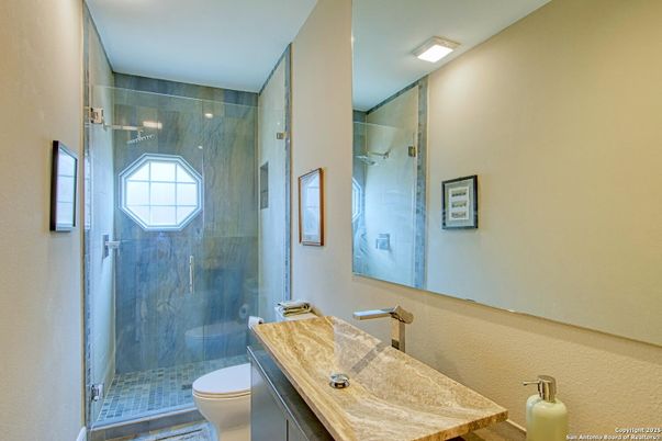 Bathroom, Glass Shower, Interior, Recessed Lighting