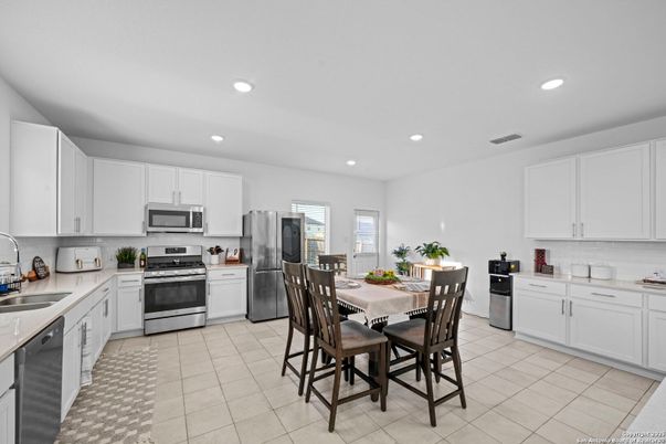 Dining room, Interior, Kitchen, Recessed Lighting, Stainless Steel Appliances