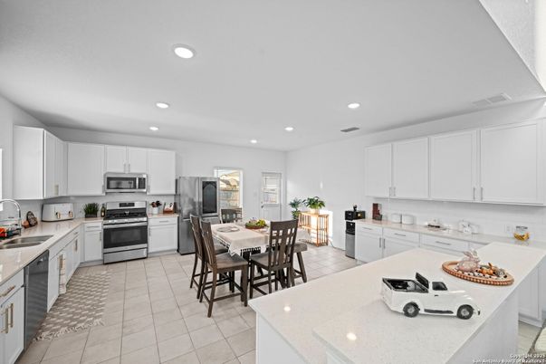 Dining room, Interior, Kitchen, Recessed Lighting, Stainless Steel Appliances
