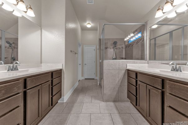 Bathroom, Dual Sink Vanities, Glass Shower, Interior