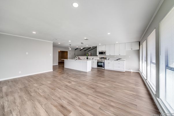 Interior, Kitchen, Pendant Lights, Recessed Lighting, Wood Texture Flooring