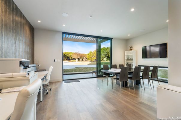 Home Office, Interior, Recessed Lighting, Wood Texture Flooring