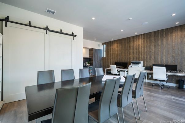 Home Office, Interior, Recessed Lighting, Wood Texture Flooring
