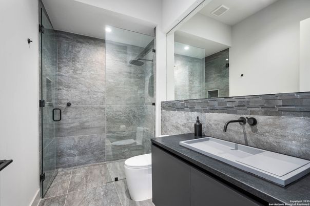 Bathroom, Glass Shower, Interior, Recessed Lighting