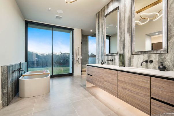 Bathroom, Dual Sink Vanities, Free Standing Baths, Interior, Recessed Lighting