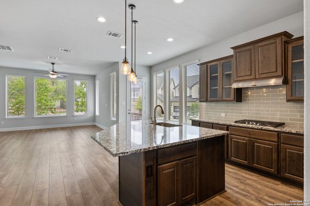 Interior, Kitchen, Pendant Lights, Recessed Lighting, Wood Texture Flooring