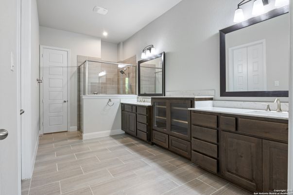 Bathroom, Dual Sink Vanities, Glass Shower, Interior, Recessed Lighting