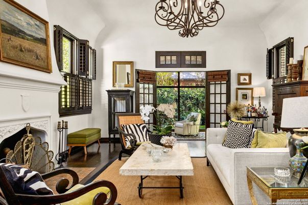 Chandelier, Fireplace, Interior, Living room, Wood Texture Flooring