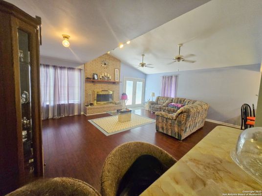 Fireplace, Interior, Living room, Stone Walls, Wood Texture Flooring