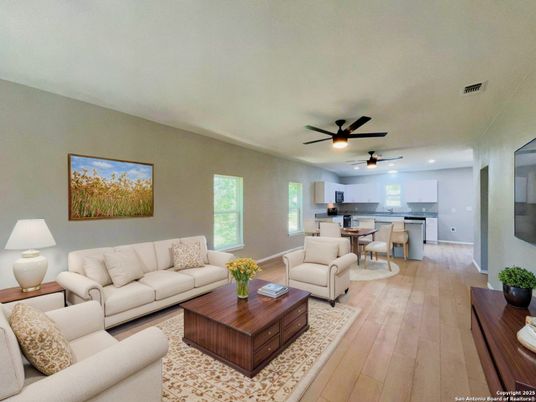 Dining room, Interior, Kitchen, Living room, Recessed Lighting, Wood Texture Flooring