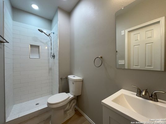 Bathroom, Interior, Recessed Lighting, Wood Texture Flooring